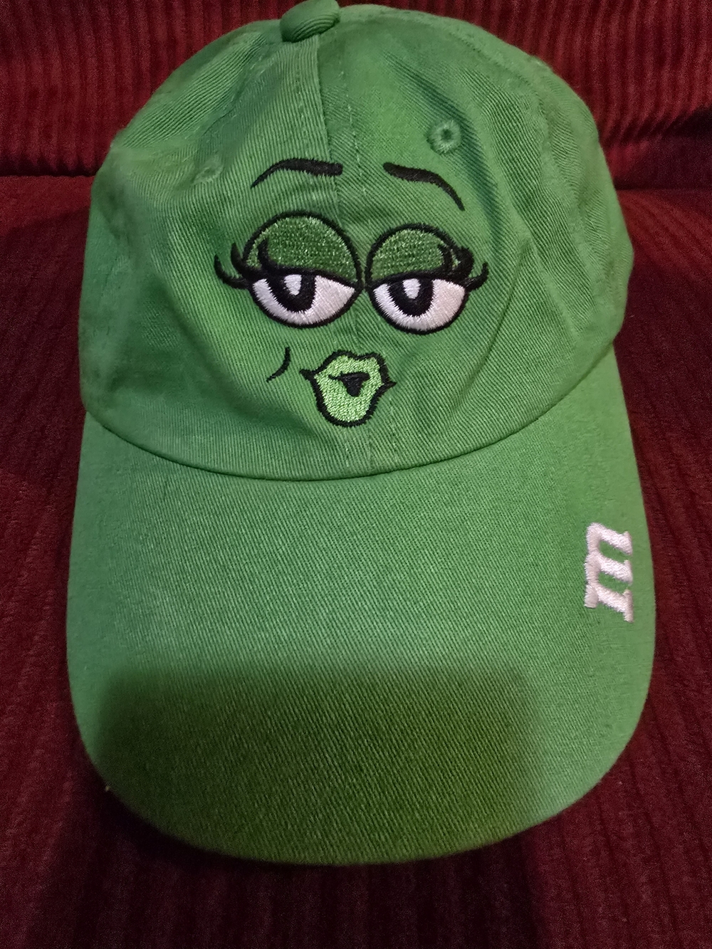 M&M'S Green Baseball Cap with Character Embroidered Eyes